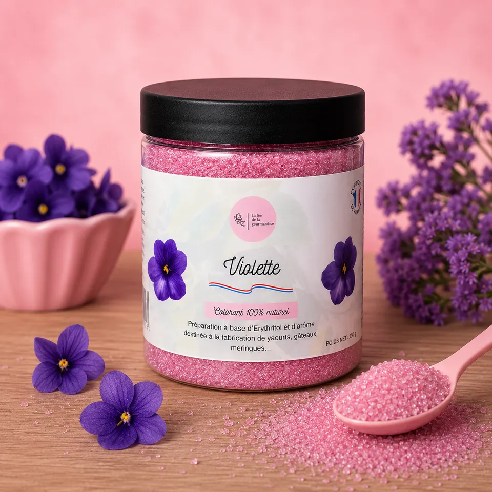 La fée de la gourmandise Érythritol Violette 250G sans sucre floral