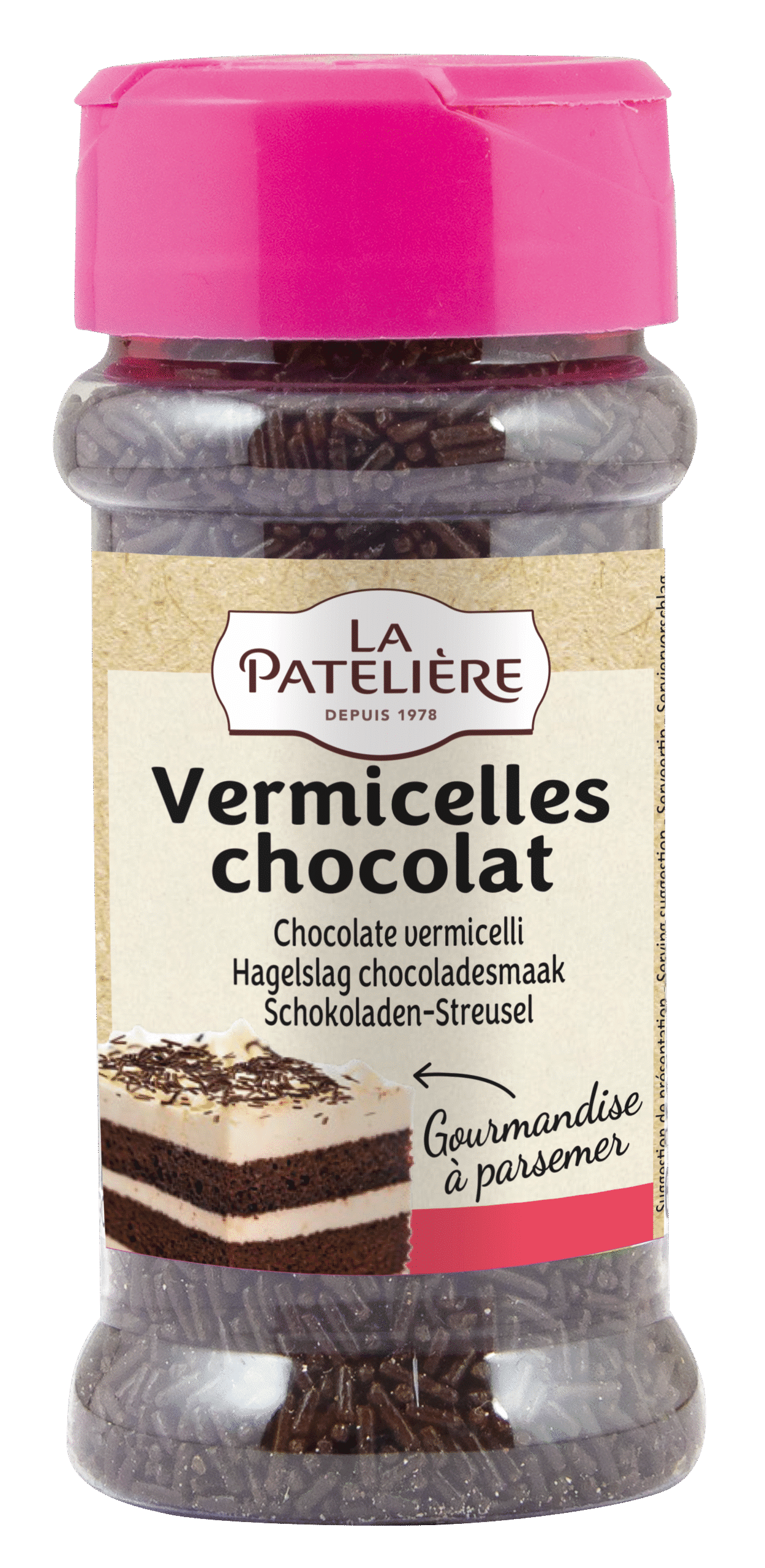 La Patelière Chocolats Vermicelles décor pâtisserie