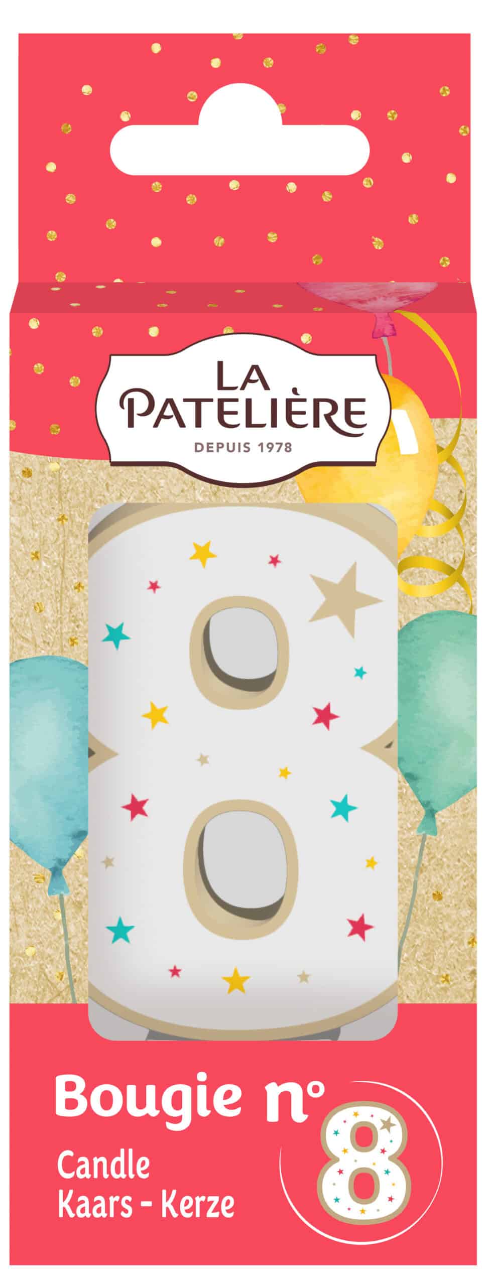 La Patelière Décors et bougies Bougie chiffre 8 blanche étoiles