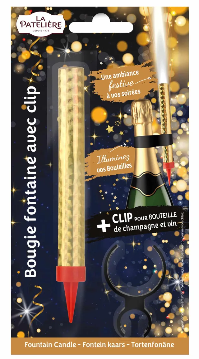 La Patelière Décors et bougies Bougie fontaine avec clip bouteille