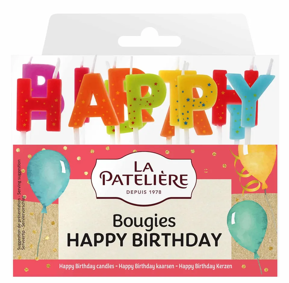 La Patelière Décors Bougies lettres Happy Birthday gâteau