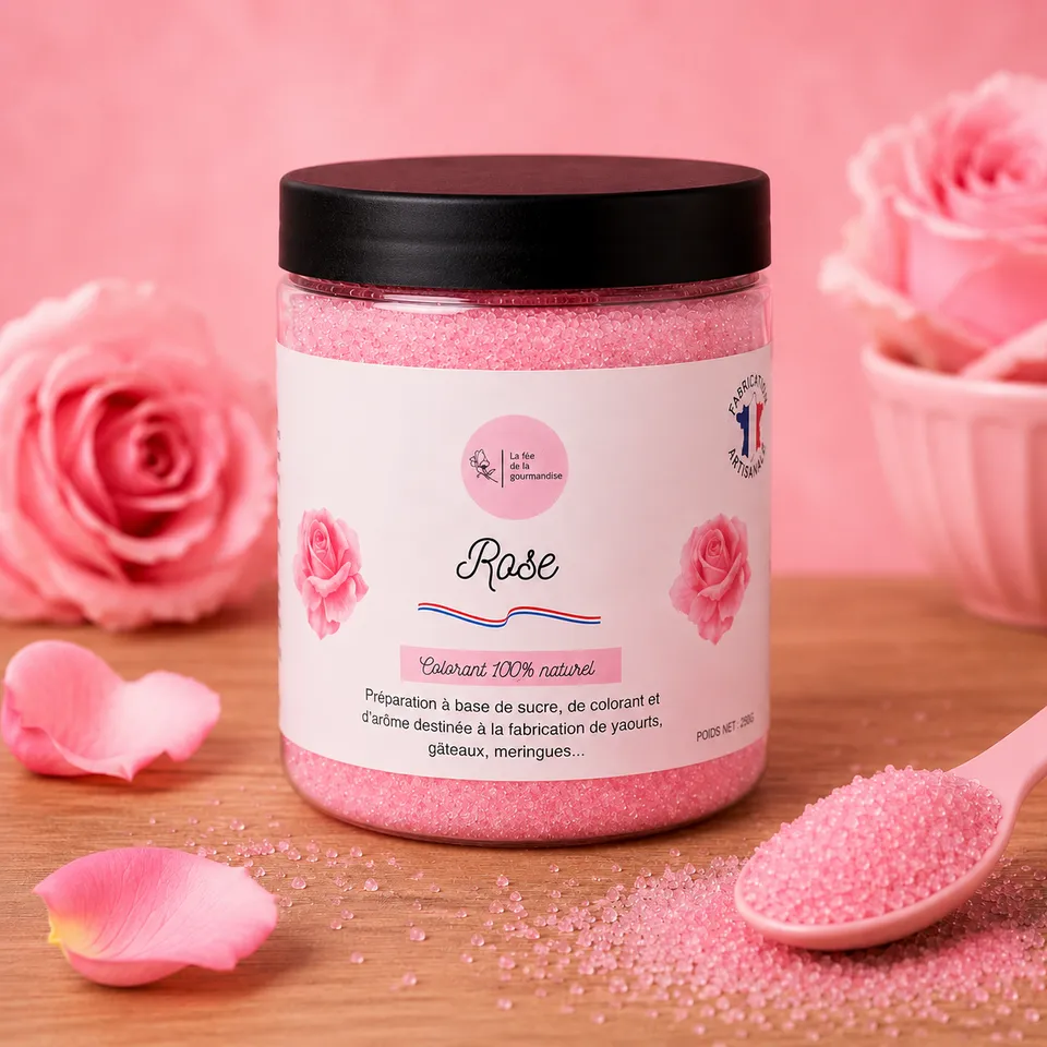 La fée de la gourmandise Rose sucre aromatisé 250 g floral