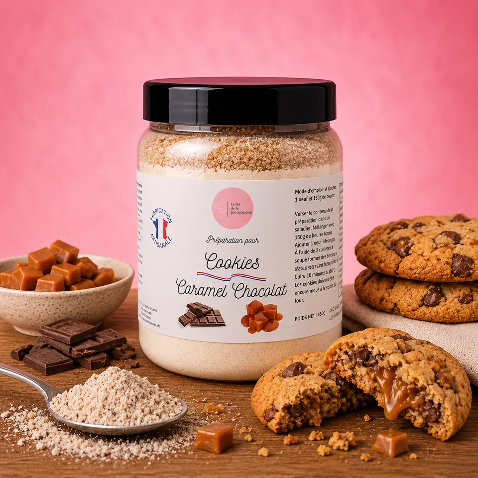 La fée de la gourmandise Cookies caramel chocolat préparation 470g