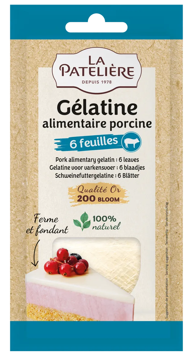 La Patelière Secrets de Pâtissiers Gélatine Alimentaire Feuilles Sachet