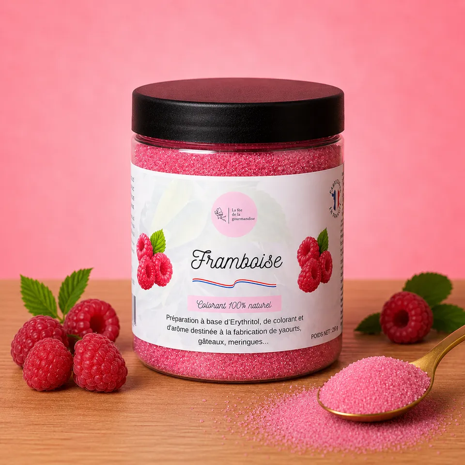 La fée de la gourmandise Érythritol Framboise édulcorant 250g 0 calorie