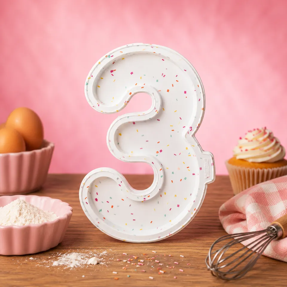 La fée de la gourmandise Moules Génoise Chiffre 3 silicone 2 pièces