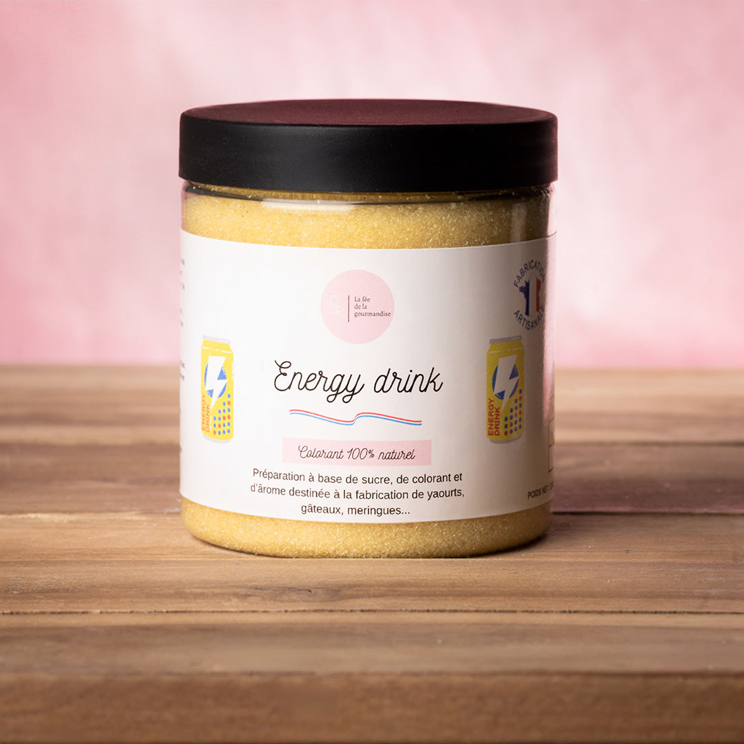 La fée de la gourmandise Sucre energy drink pot 250 g jaune