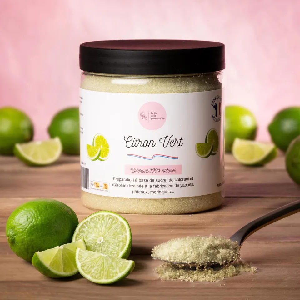 La fée de la gourmandise Citron vert sucre aromatisé pot 250g