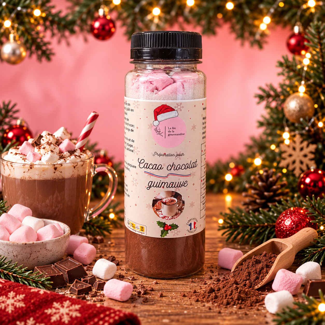 La fée de la gourmandise Les préparations sucrées Cacao Chocolat Guimauve 125g