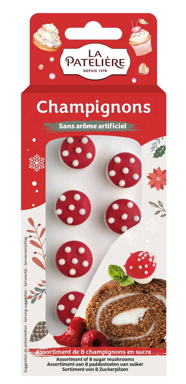 La Patelière Décors et bougies champignons en sucre x8