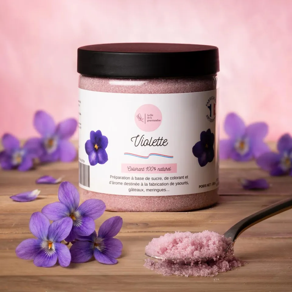 La fée de la gourmandise violette sucre aromatisé pot 250g