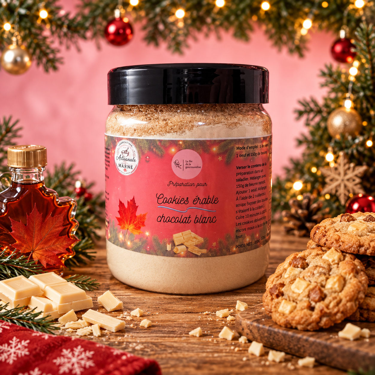 La fée de la gourmandise Cookies érable chocolat blanc 460 g