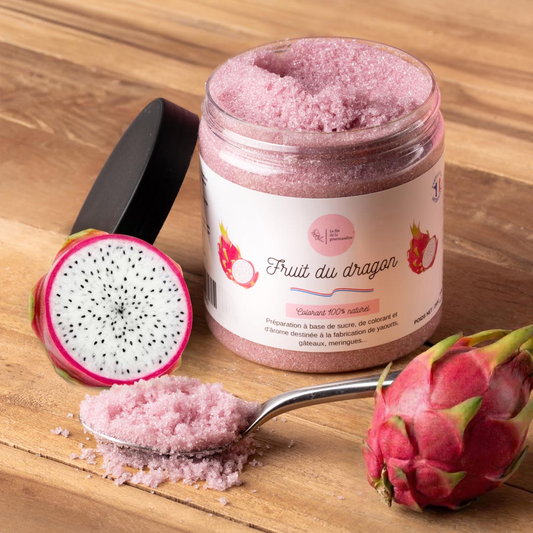 La fée de la gourmandise fruit du dragon sucre aromatisé pot 250g