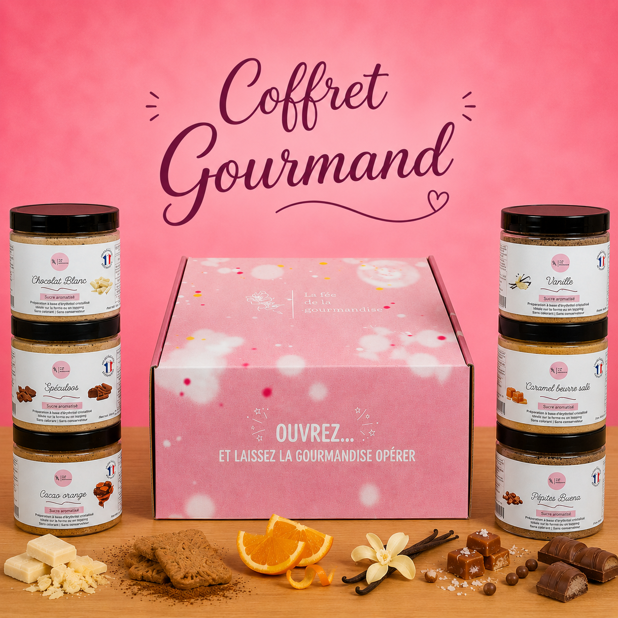 La fée de la gourmandise Coffret gourmand 6 pots sucres 250 g