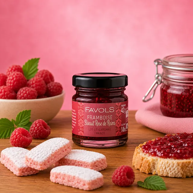La fée de la gourmandise confiture framboise biscuit rose 42g