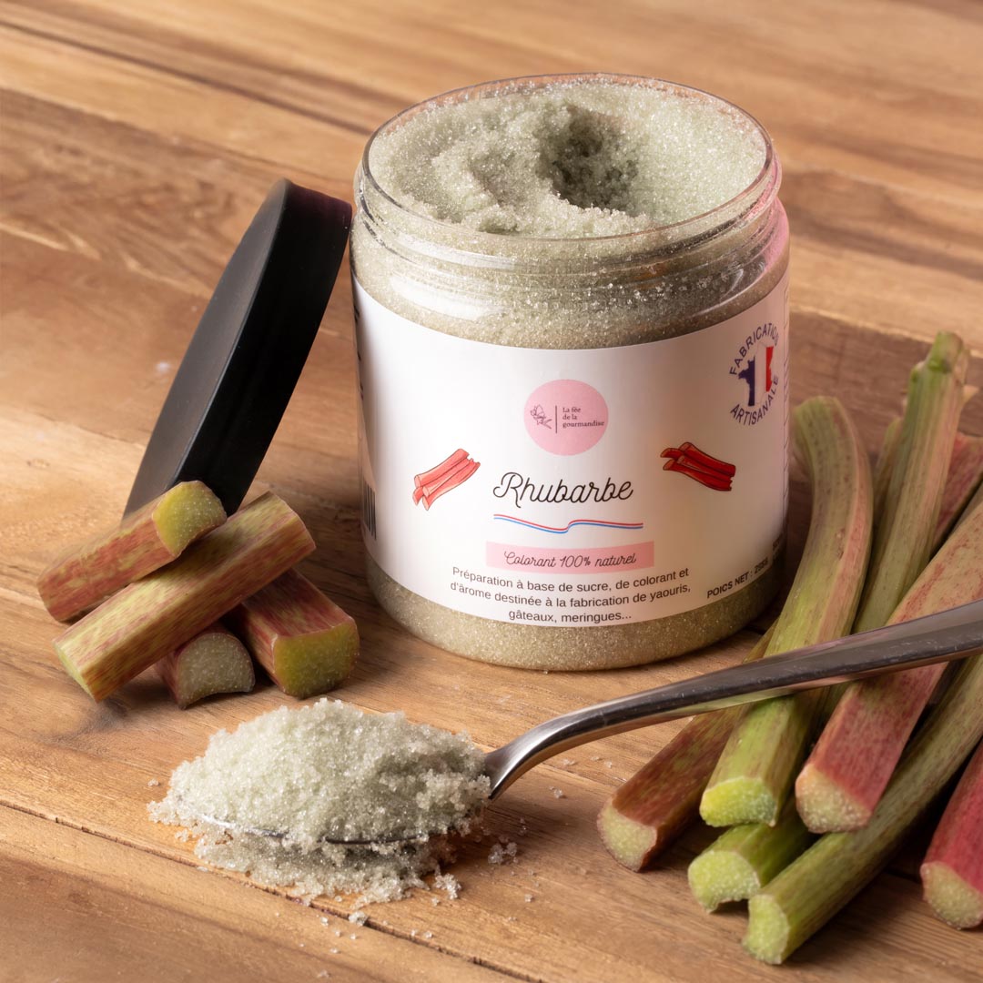 La fée de la gourmandise Sucre aromatisé rhubarbe sucre parfumé pot 50g