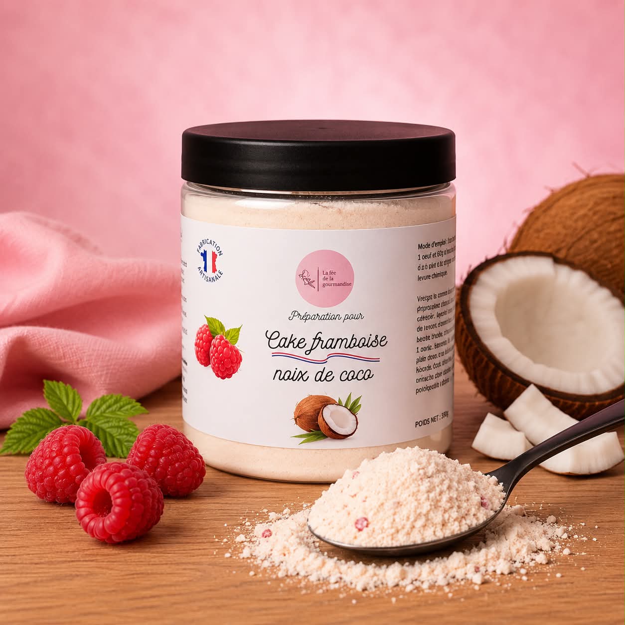 La fée de la gourmandise Cake framboise coco préparation 230 g