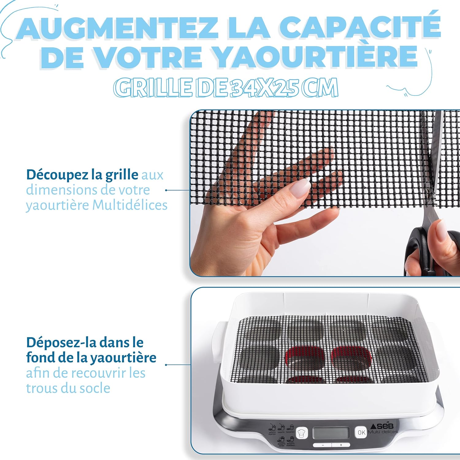 La fée de la gourmandise lot 30 couvercles + grille ajustable