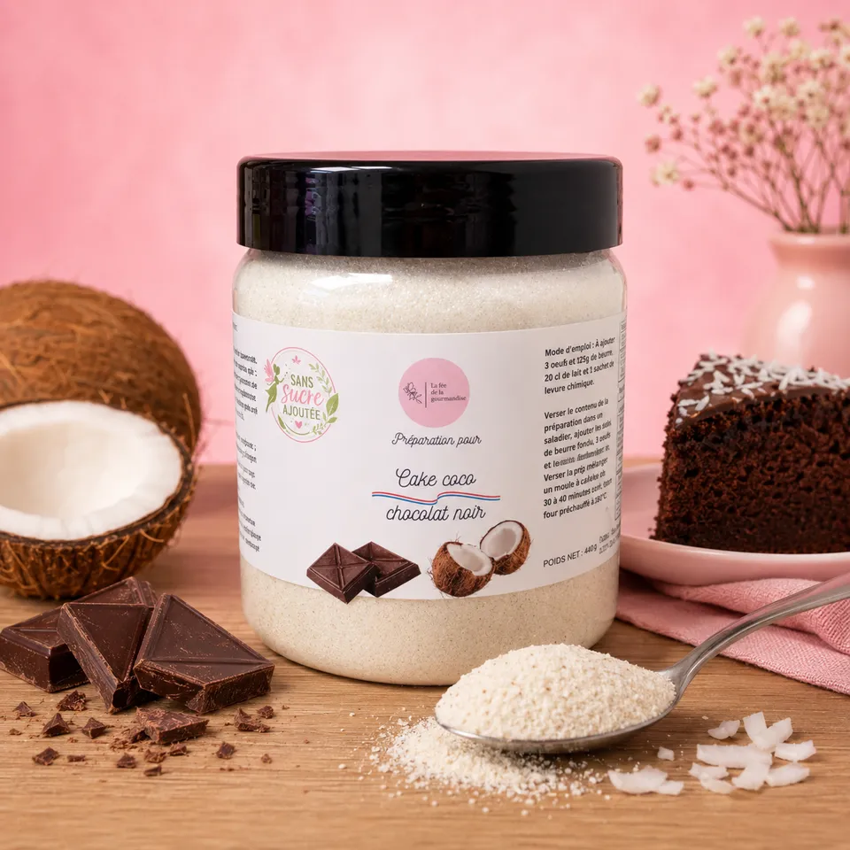 La fée de la gourmandise Univers Sans Sucre cake coco chocolat noir érythritol
