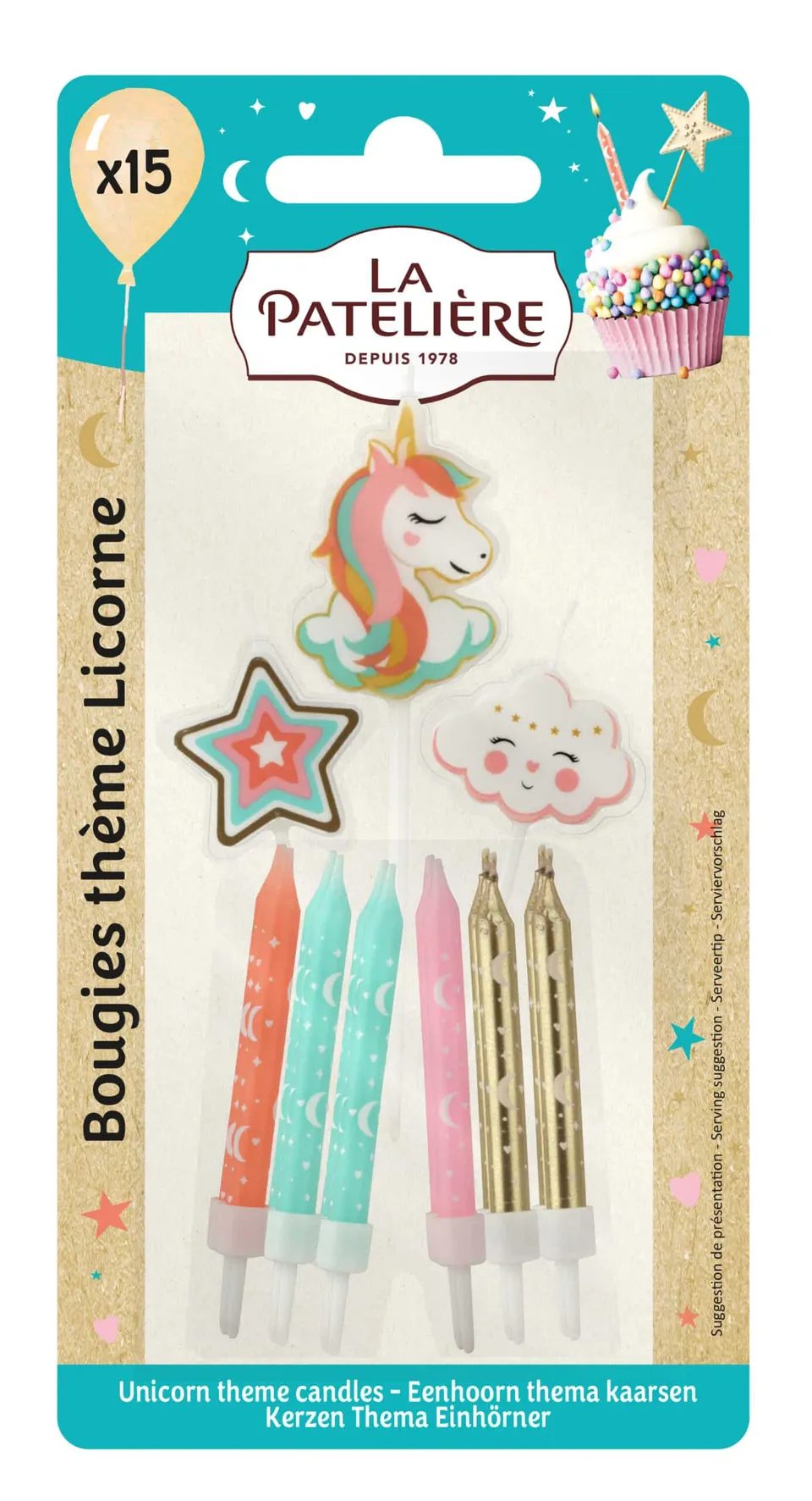 La Patelière Décors et bougies bougies licornes x15
