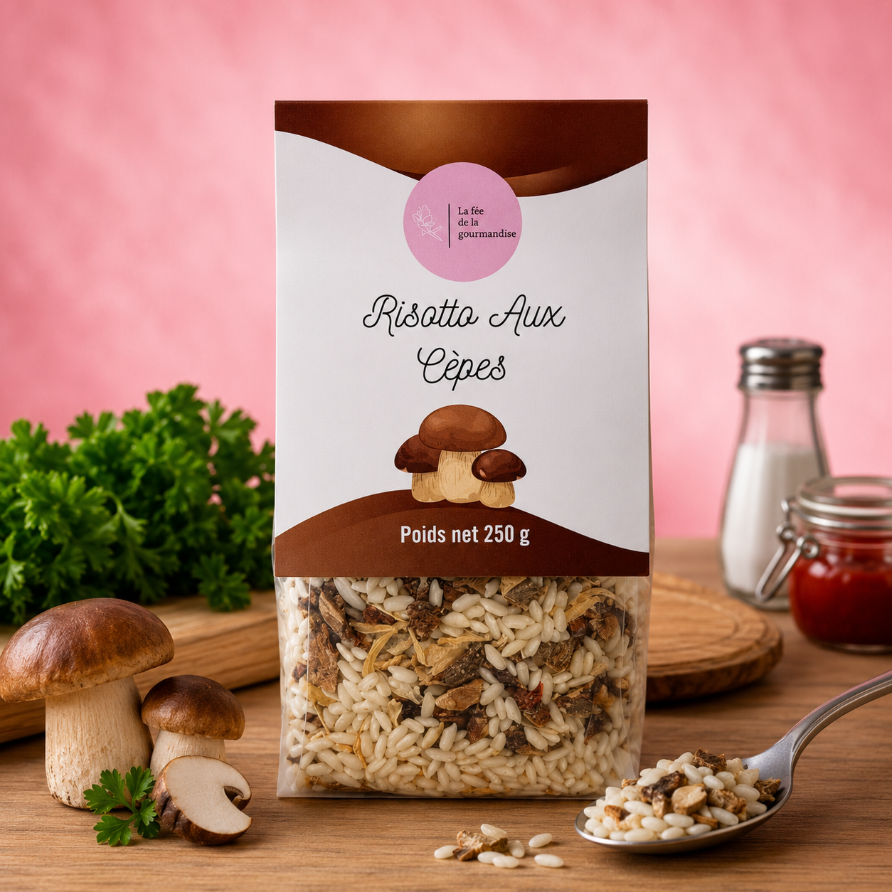 La fée de la gourmandise Risotto cèpes riz Carnaroli préparation