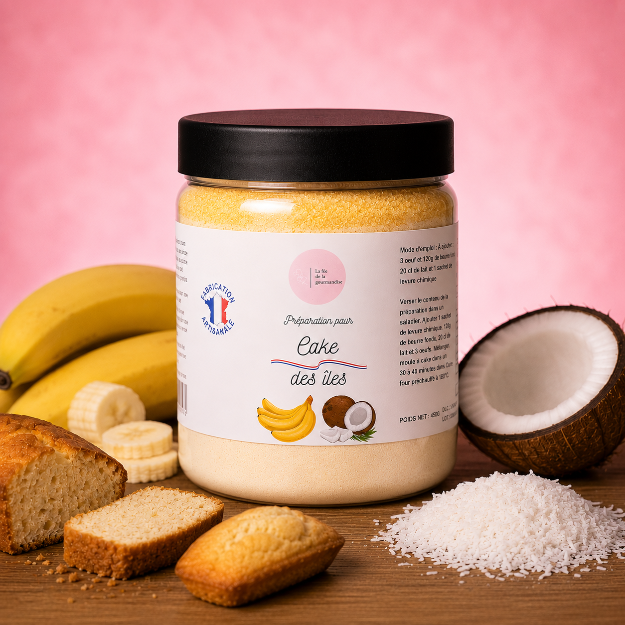 La fée de la gourmandise Les préparations sucrées Cake banane coco