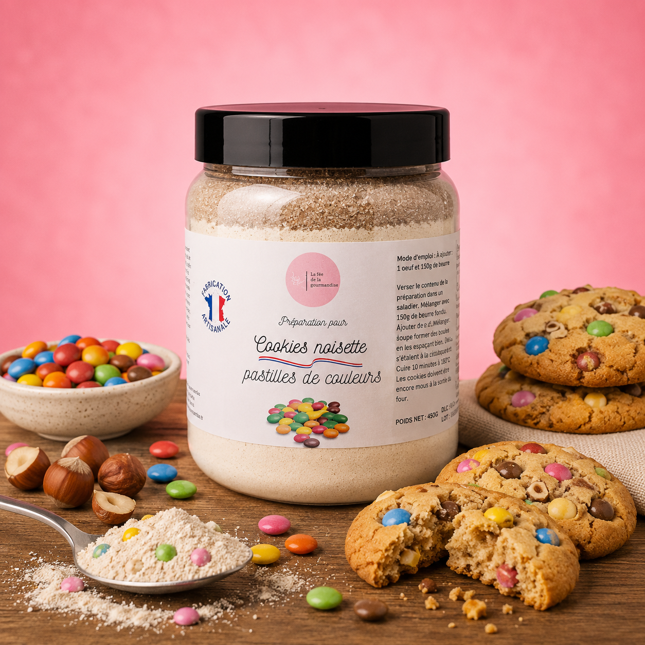 La fée de la gourmandise Cookies noisette préparation cookies 470g fondant