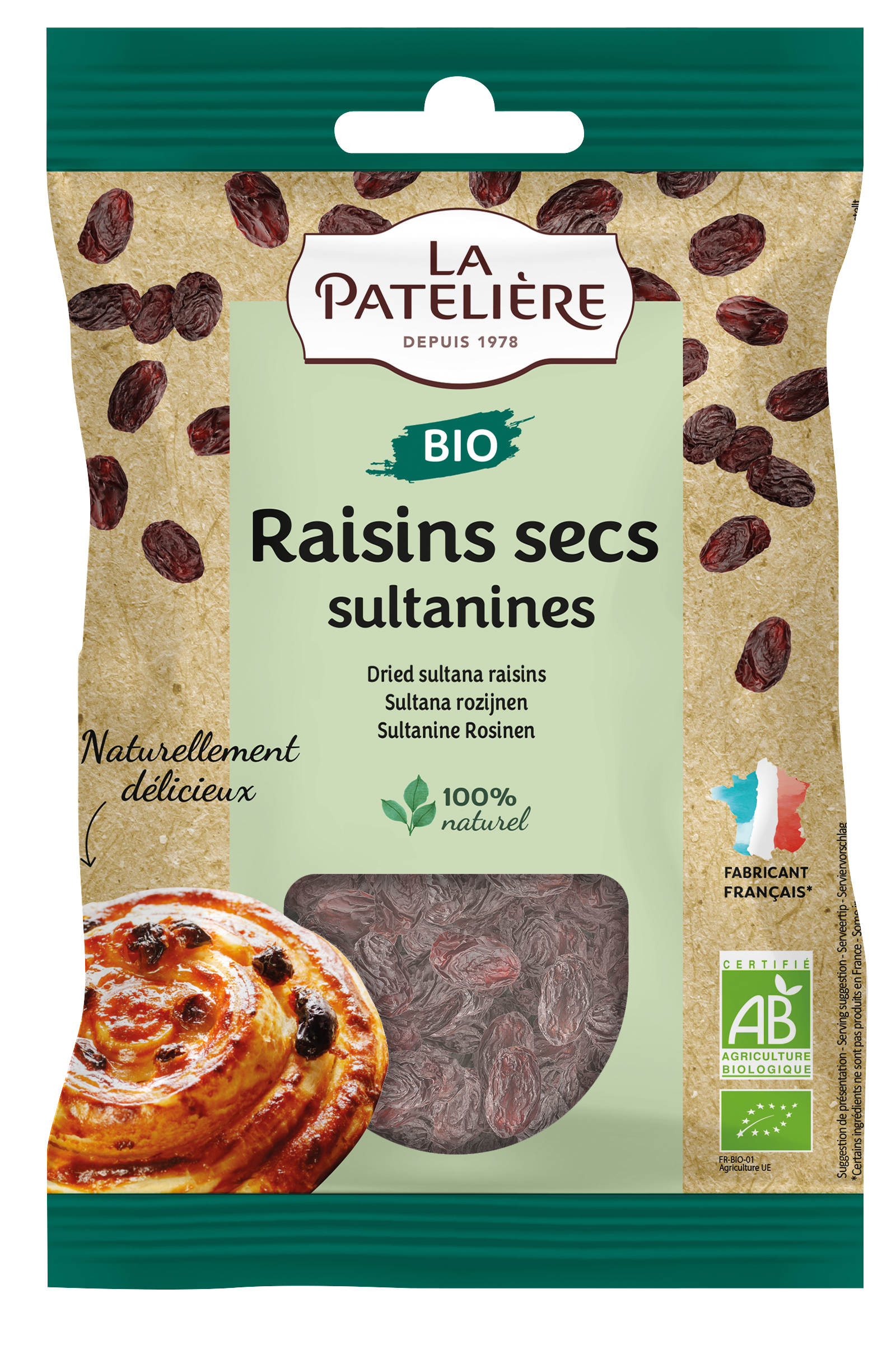 La Patelière Fruits secs raisins sultana bio pour pâtisserie