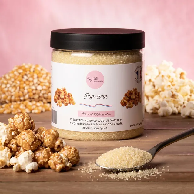 La fée de la gourmandise pop-corn sucre aromatisé pot 250g