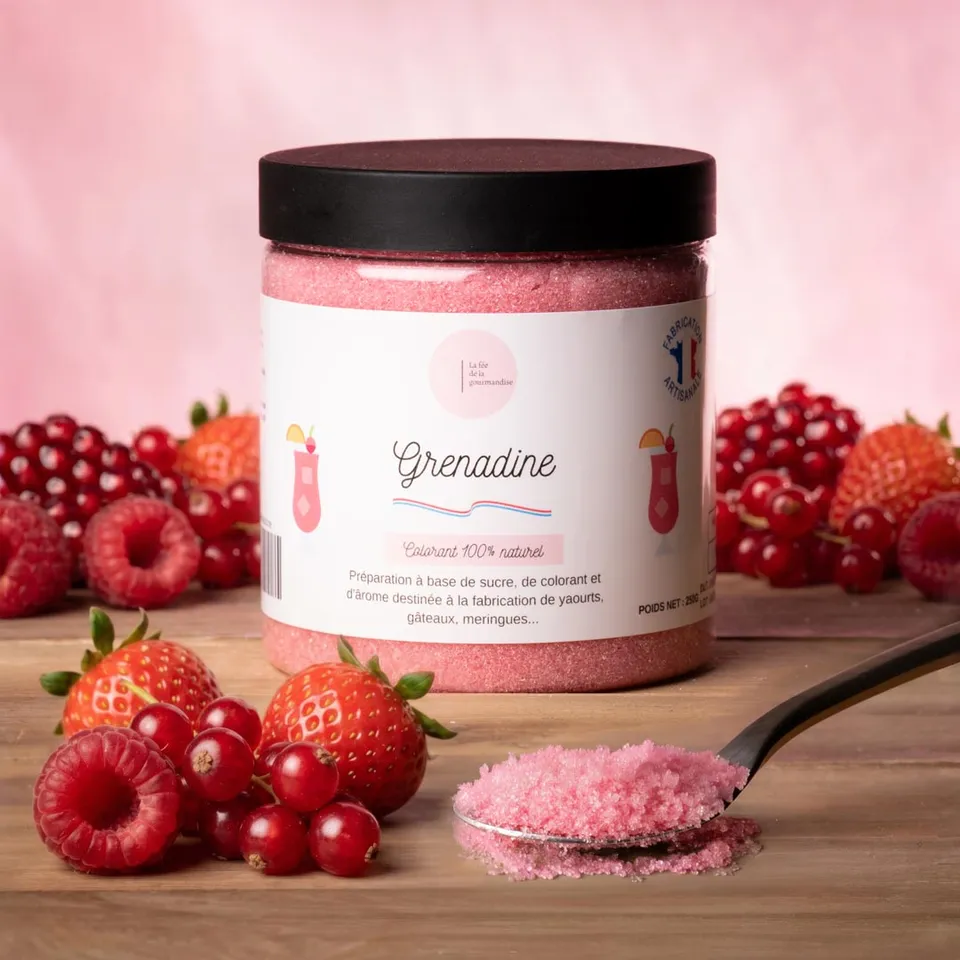 La fée de la gourmandise Sucres aromatisés Grenadine sucre pot 250 g
