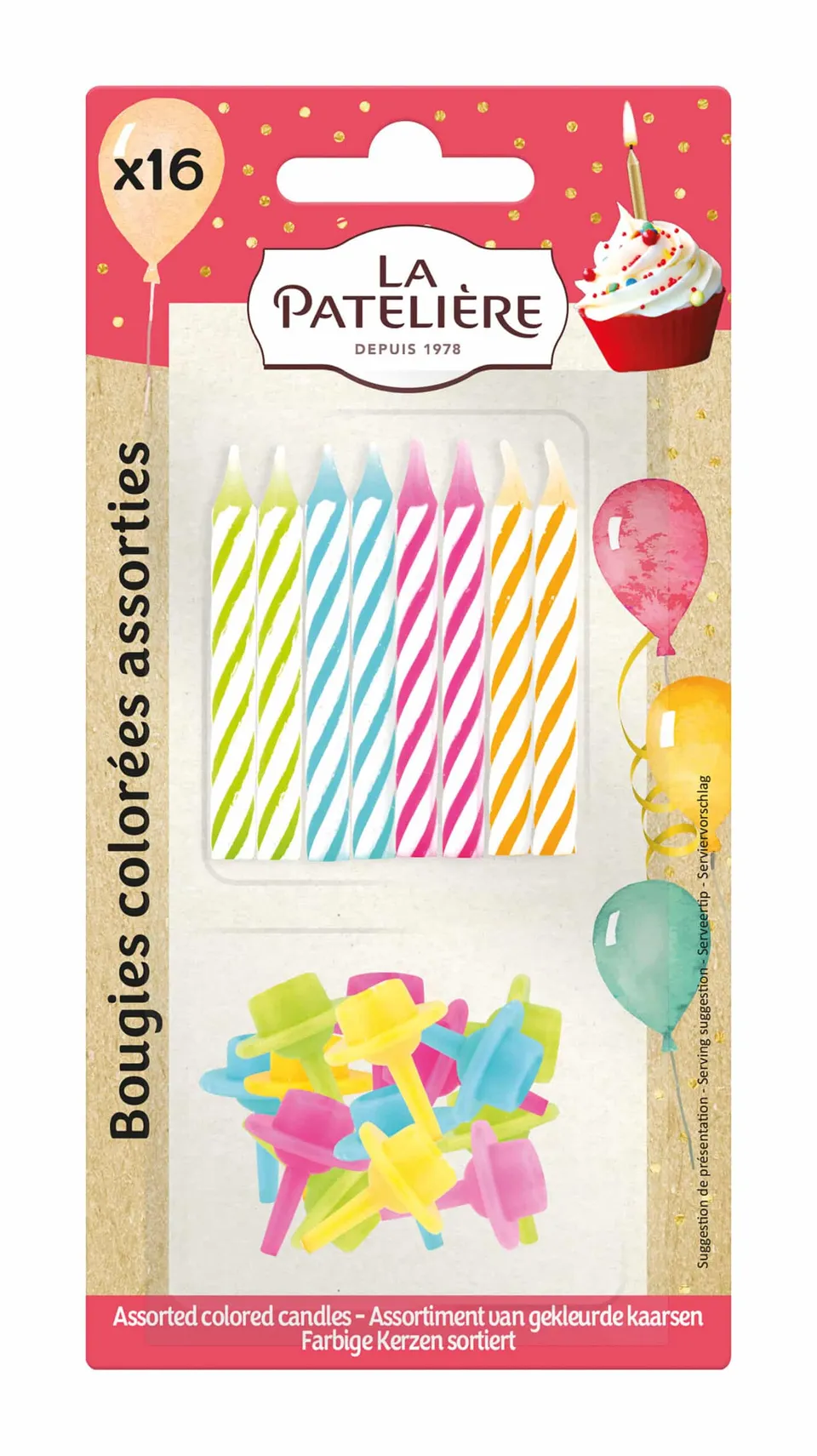 La Patelière Décors et bougies Bougies anniversaire x16 couleurs