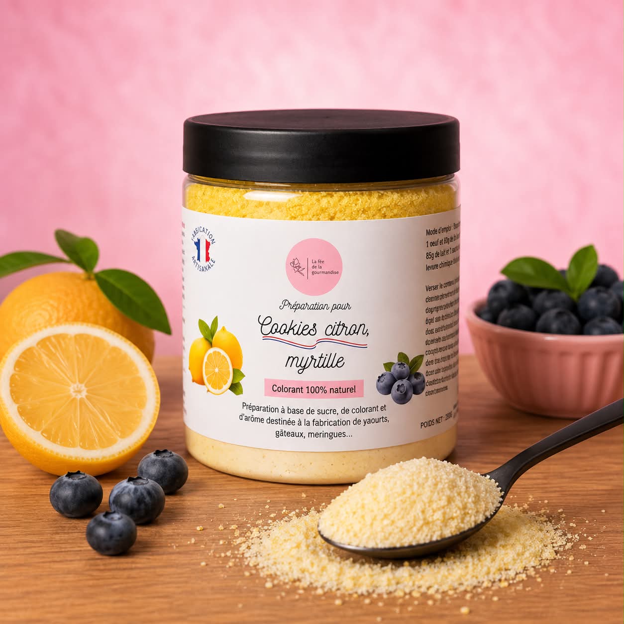 La fée de la gourmandise Cookies citron myrtille 230 g