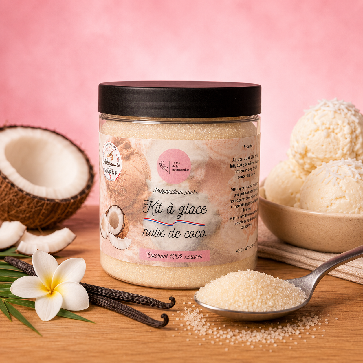 La fée de la gourmandise Kit à glace Noix de Coco