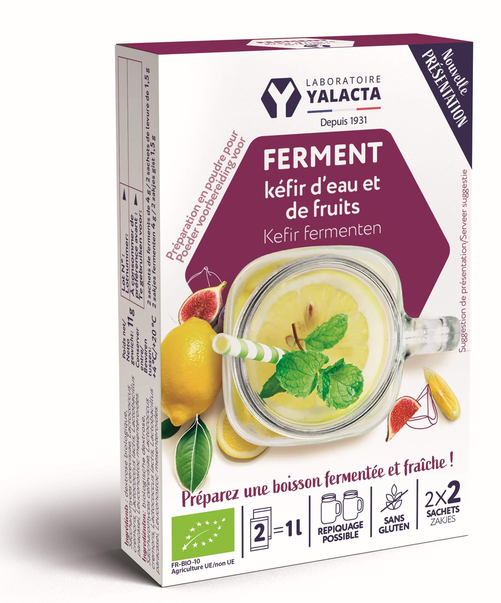 Yalacta Ferments lactiques ferment kéfir d'eau bio boisson fermentée