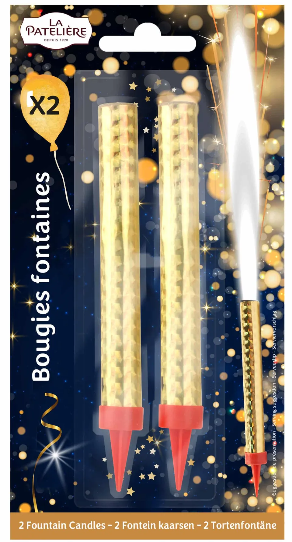 La Patelière Décors et bougies bougie fontaine x2 festive