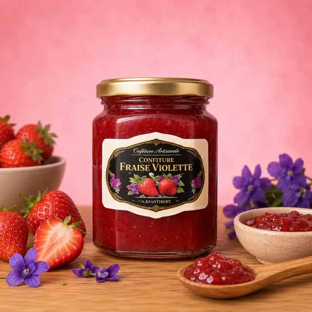 La fée de la gourmandise Confiture Fraise Violette extra 300 g