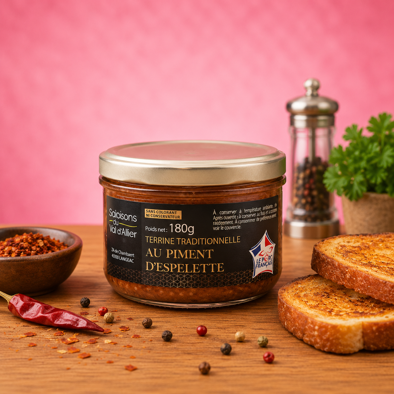 La fée de la gourmandise Terrine Campagnarde Piment d'Espelette terrine 180g