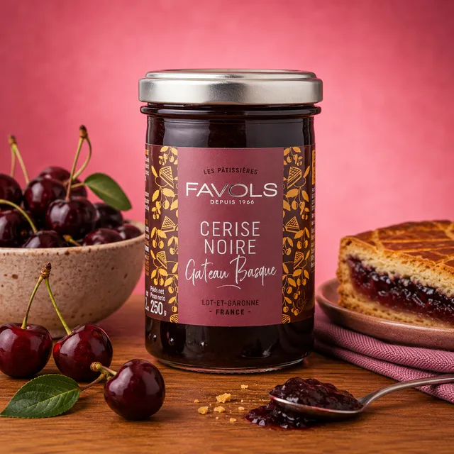 La fée de la gourmandise Confitures Confiture Cerise Gâteau Basque 250 g