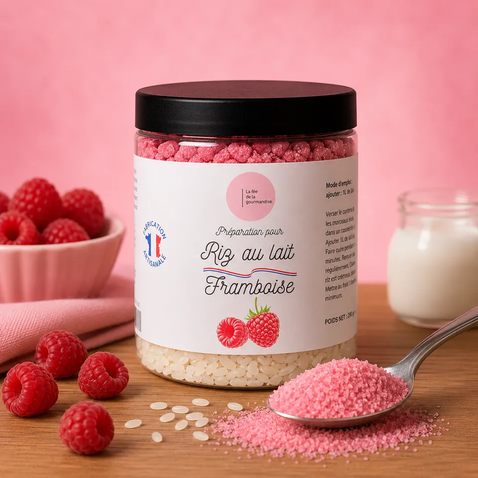 La fée de la gourmandise Riz au lait framboise préparation dessert