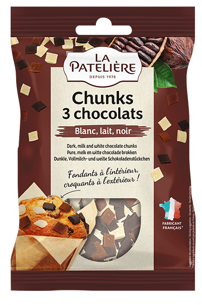 La Patelière Chocolats Chunks noirs laits blancs pâtisserie