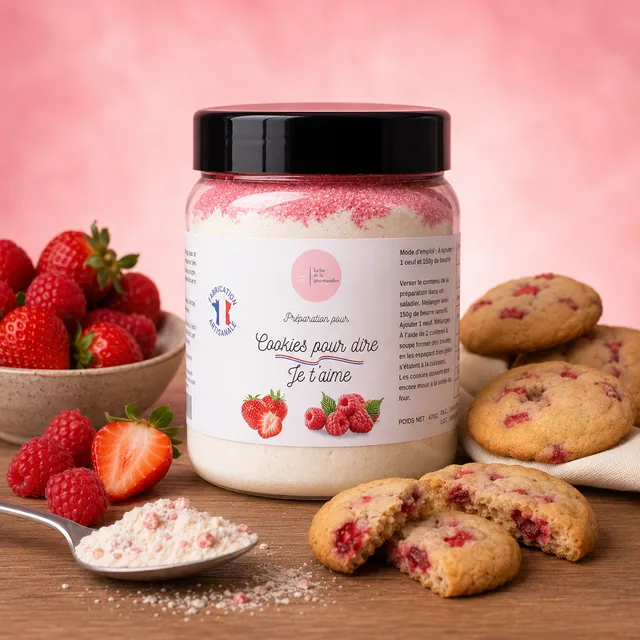 La fée de la gourmandise Cookies framboise préparation 470g je t'aime
